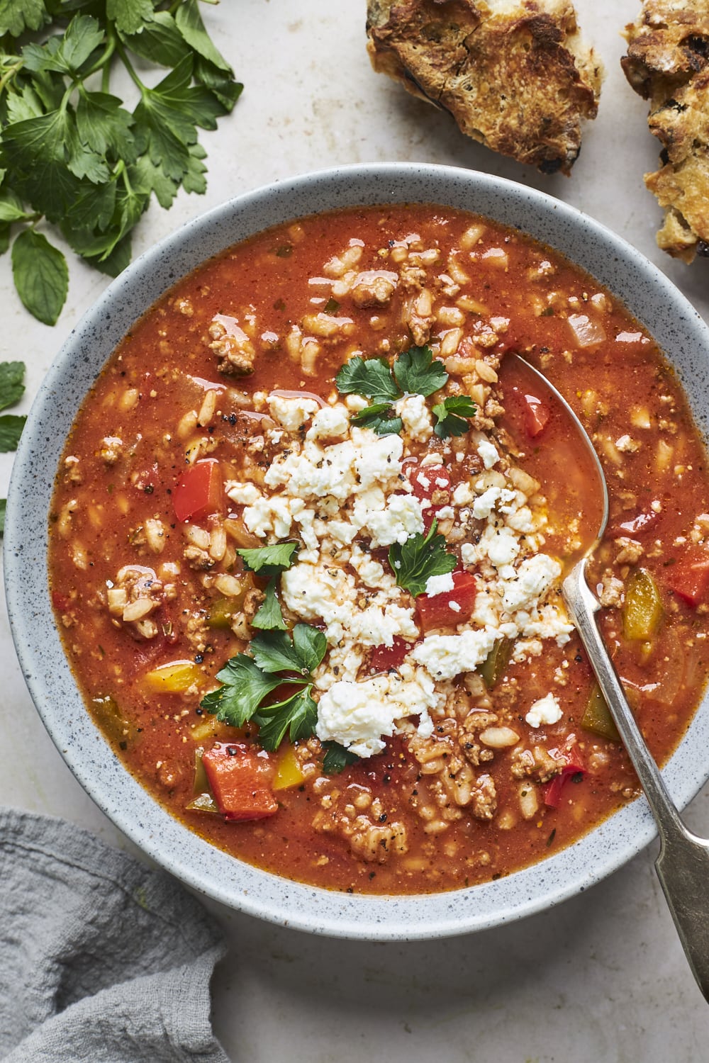 Greek Stuffed Pepper Soup