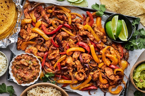 Sheetpan Fajitas With Homemade Salsa