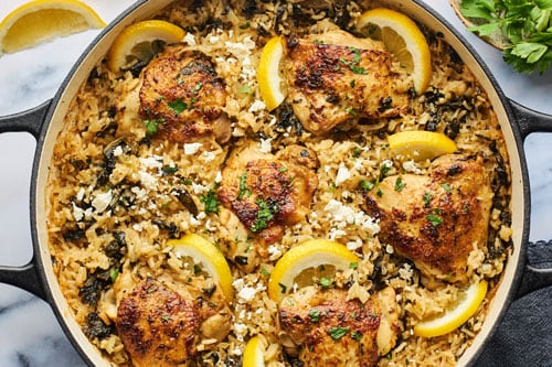 One Pan Greek Chicken and Rice