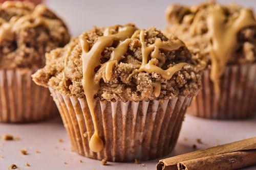 Apple Cinnamon Muffins With Caramel Glaze