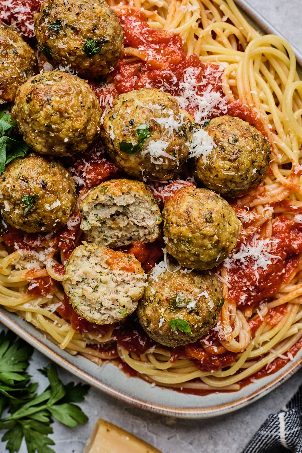 Turkey Meatballs with one cut open