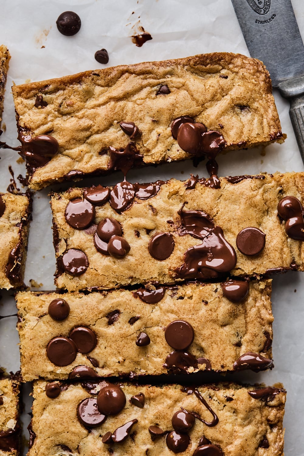 Classic Chocolate Chip Cookie Bars ready to serve