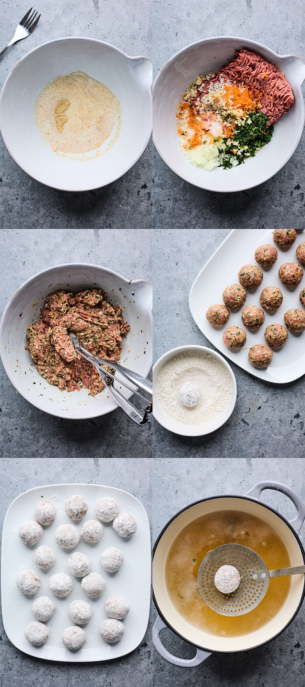 Step by step process to make meatballs for Youvarlakia Avgolemono