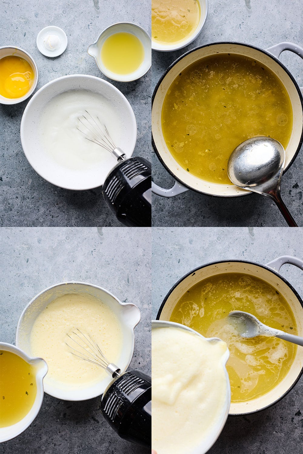 Step by step process to make the broth for Youvarlakia Avgolemono