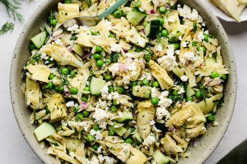 Greek Artichoke Orzo Pasta Salad