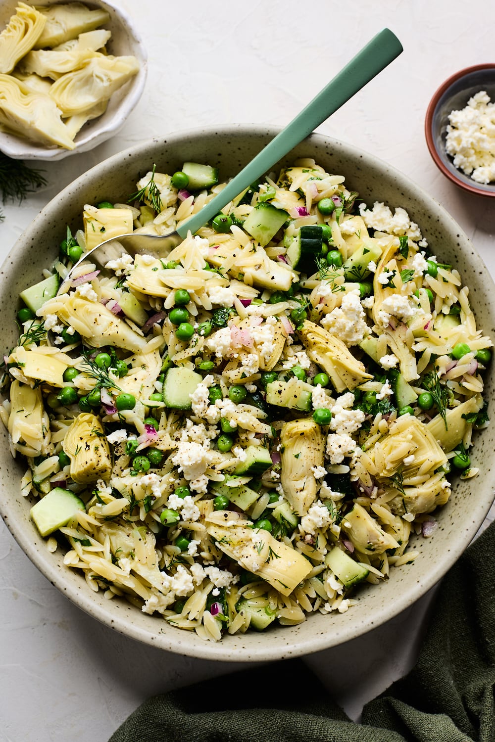 Greek Artichoke Orzo Pasta Salad