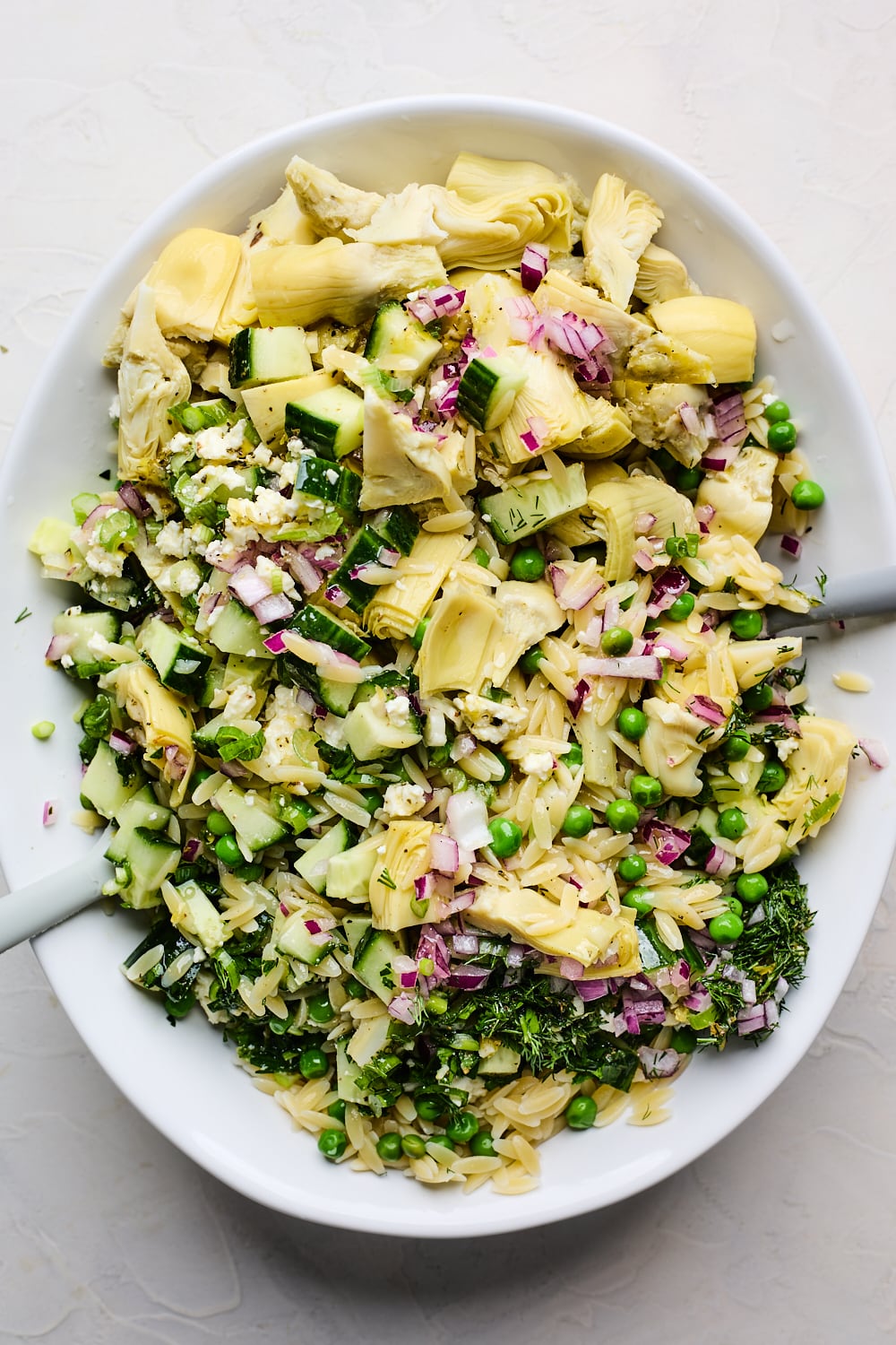 Greek Artichoke Orzo Pasta Salad
