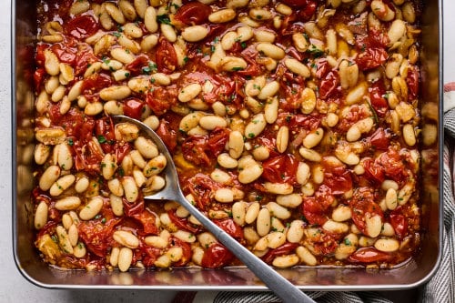 Roasted Tomatoes and White Beans