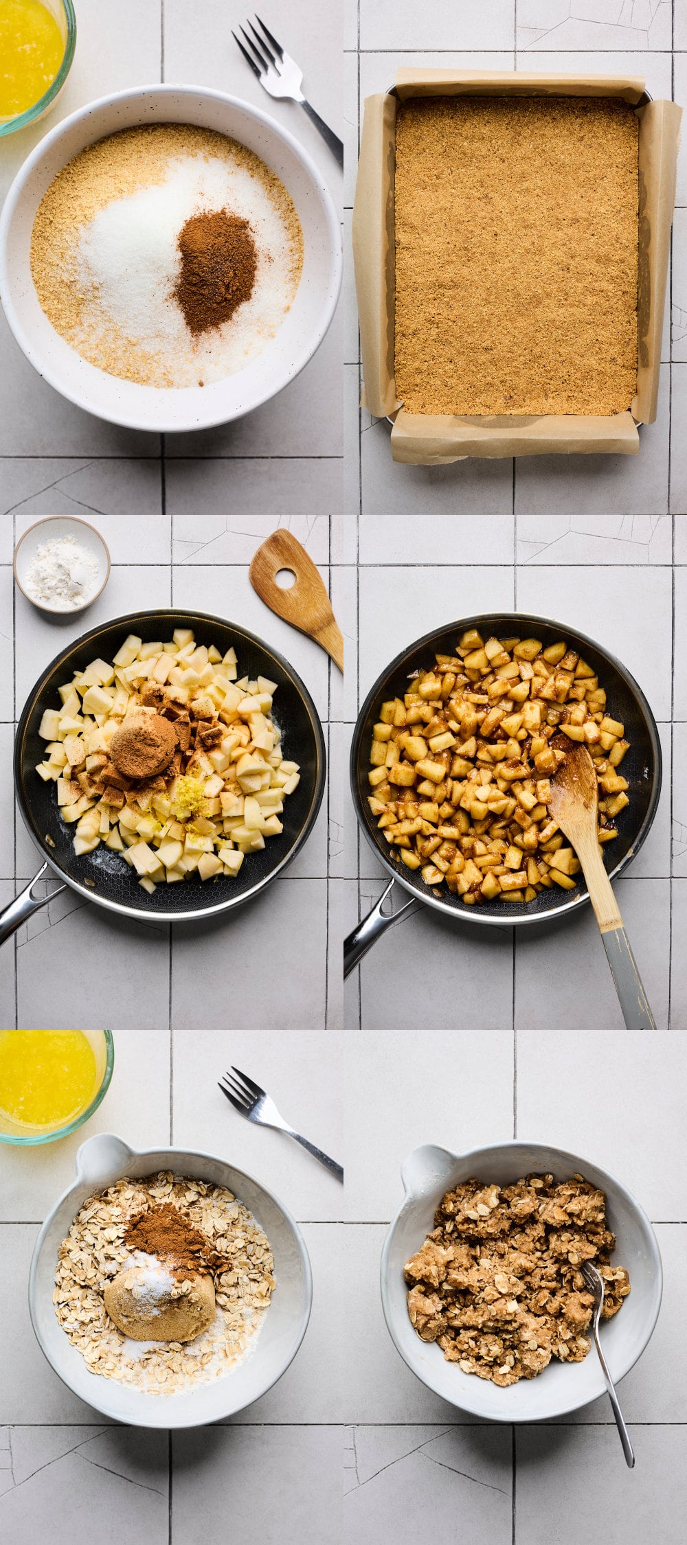 Apple Crumble Cheesecake Bars Step by step instructions