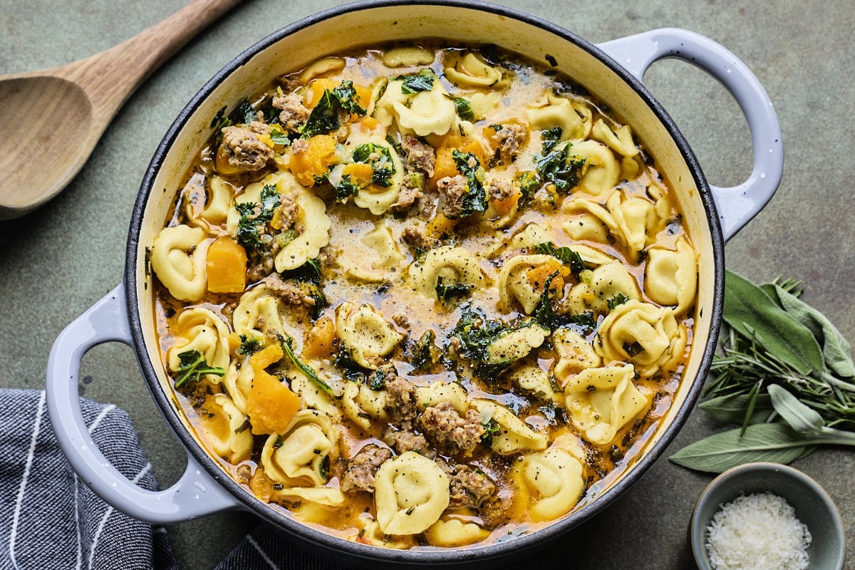 Butternut Squash Sausage and Tortellini Soup