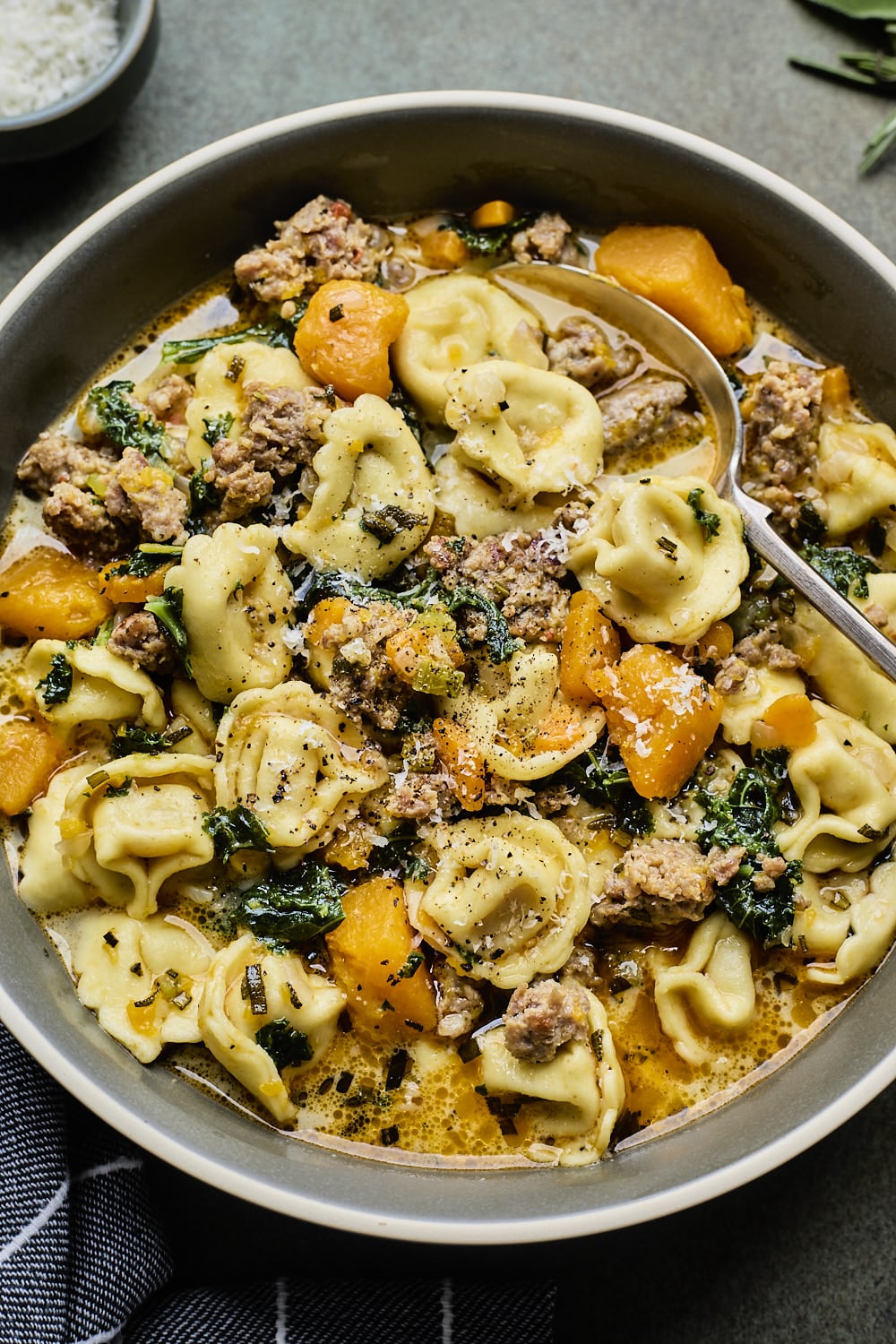 Butternut Squash Sausage and Tortellini Soup