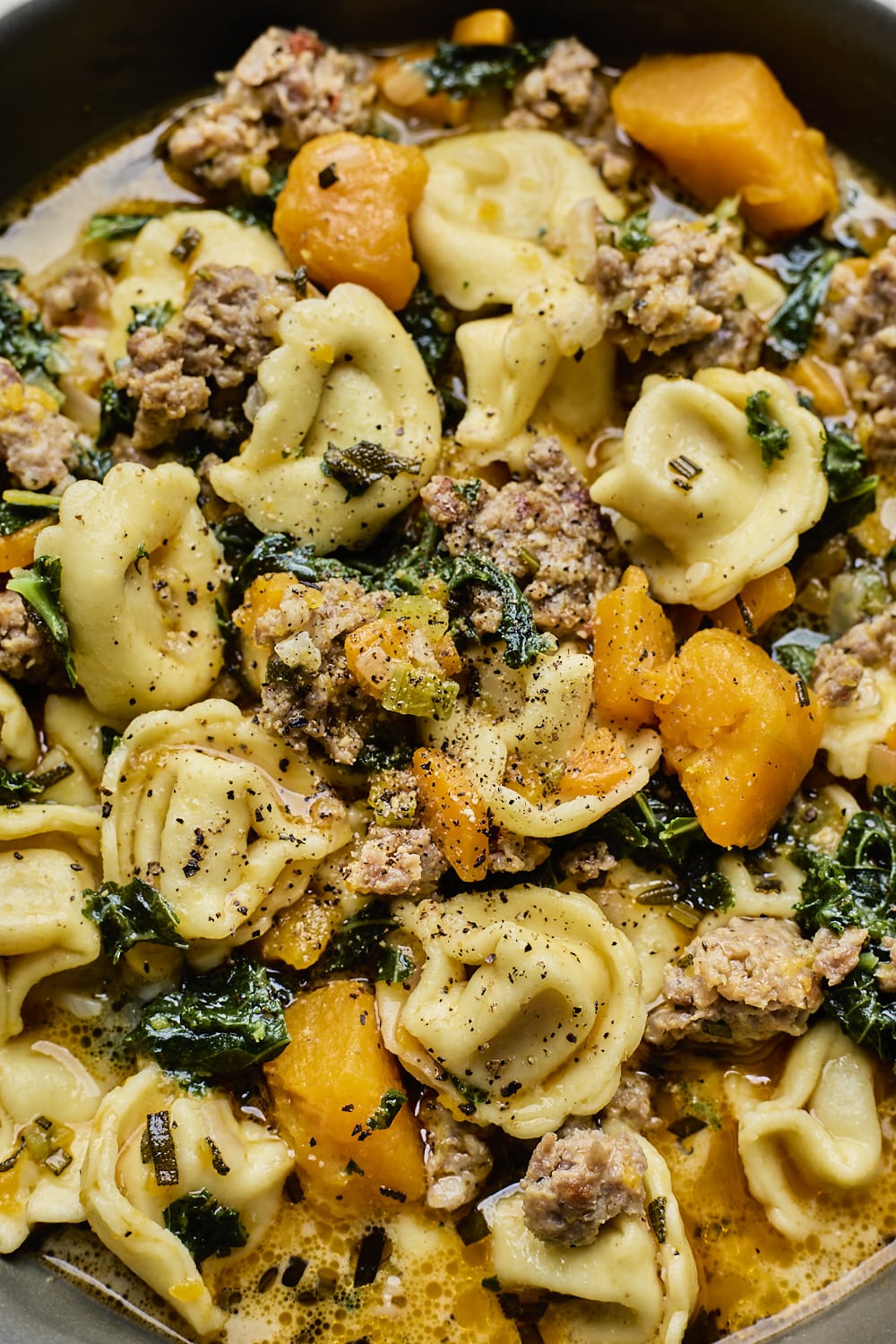 Butternut Squash Sausage and Tortellini Soup