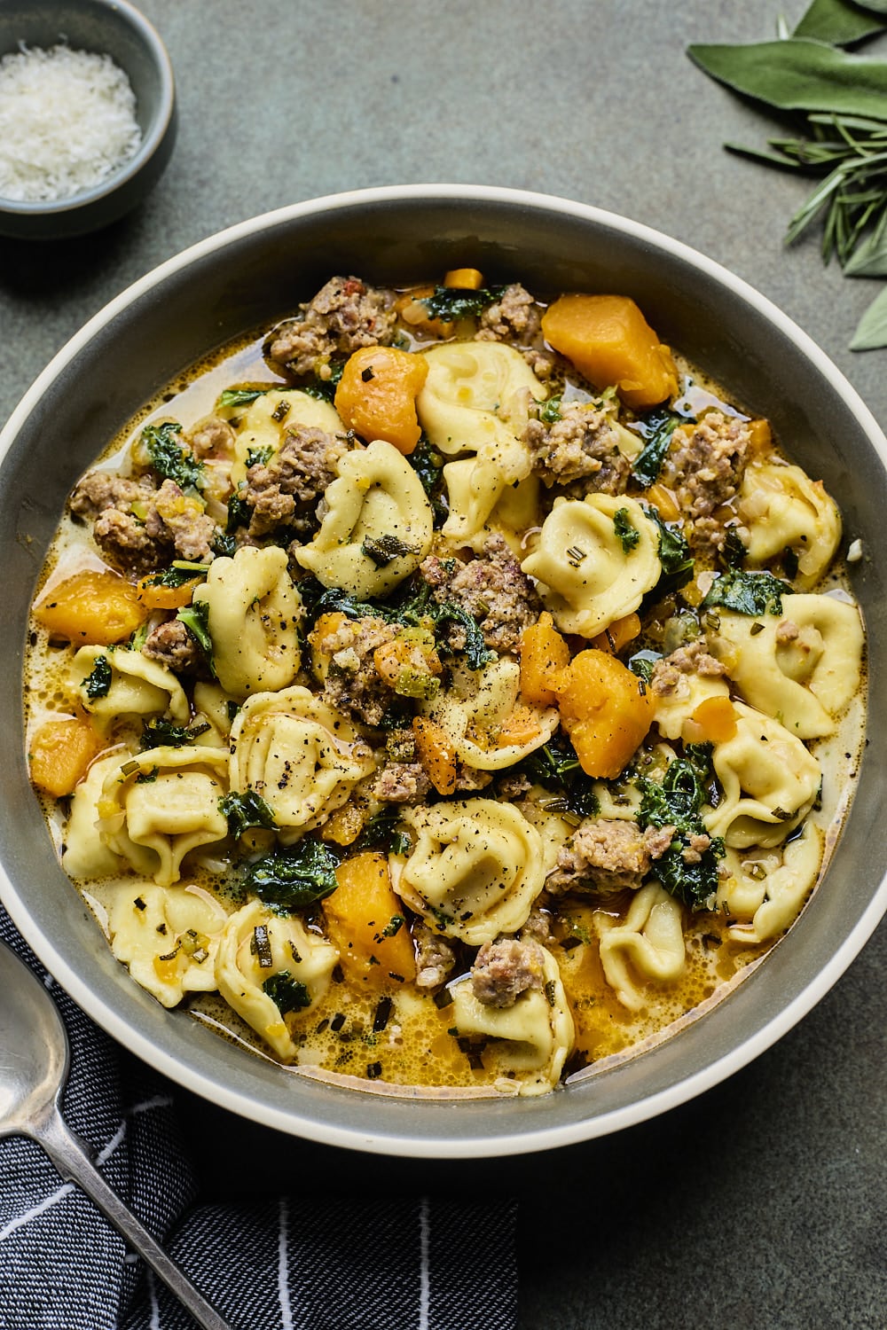 Butternut Squash Sausage and Tortellini Soup