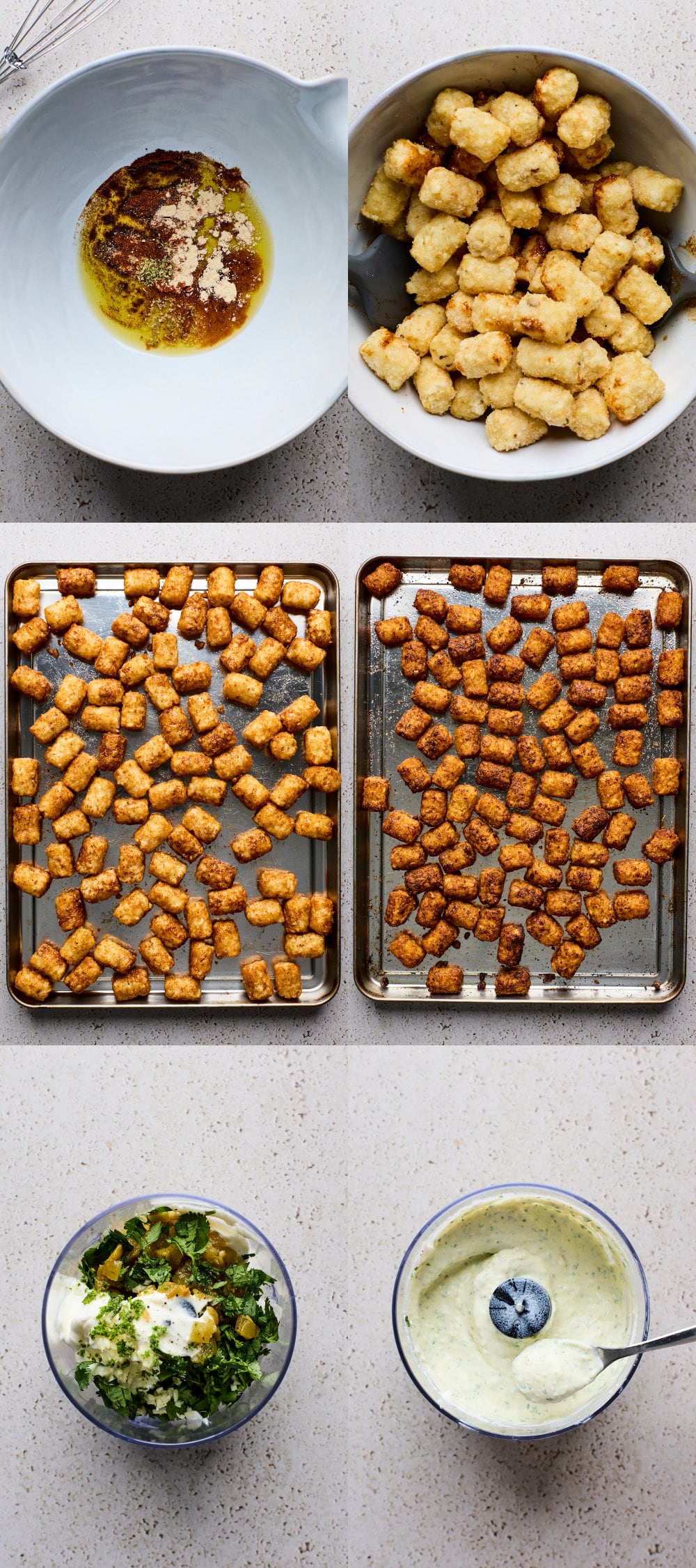 Seasoned Tater Tots With Sour Cream Chile Dip