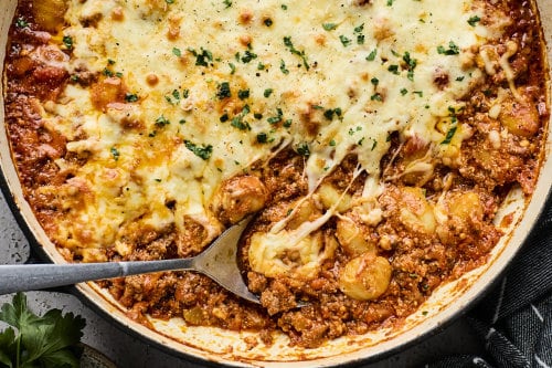 One Pan Baked Gnocchi Bolognese