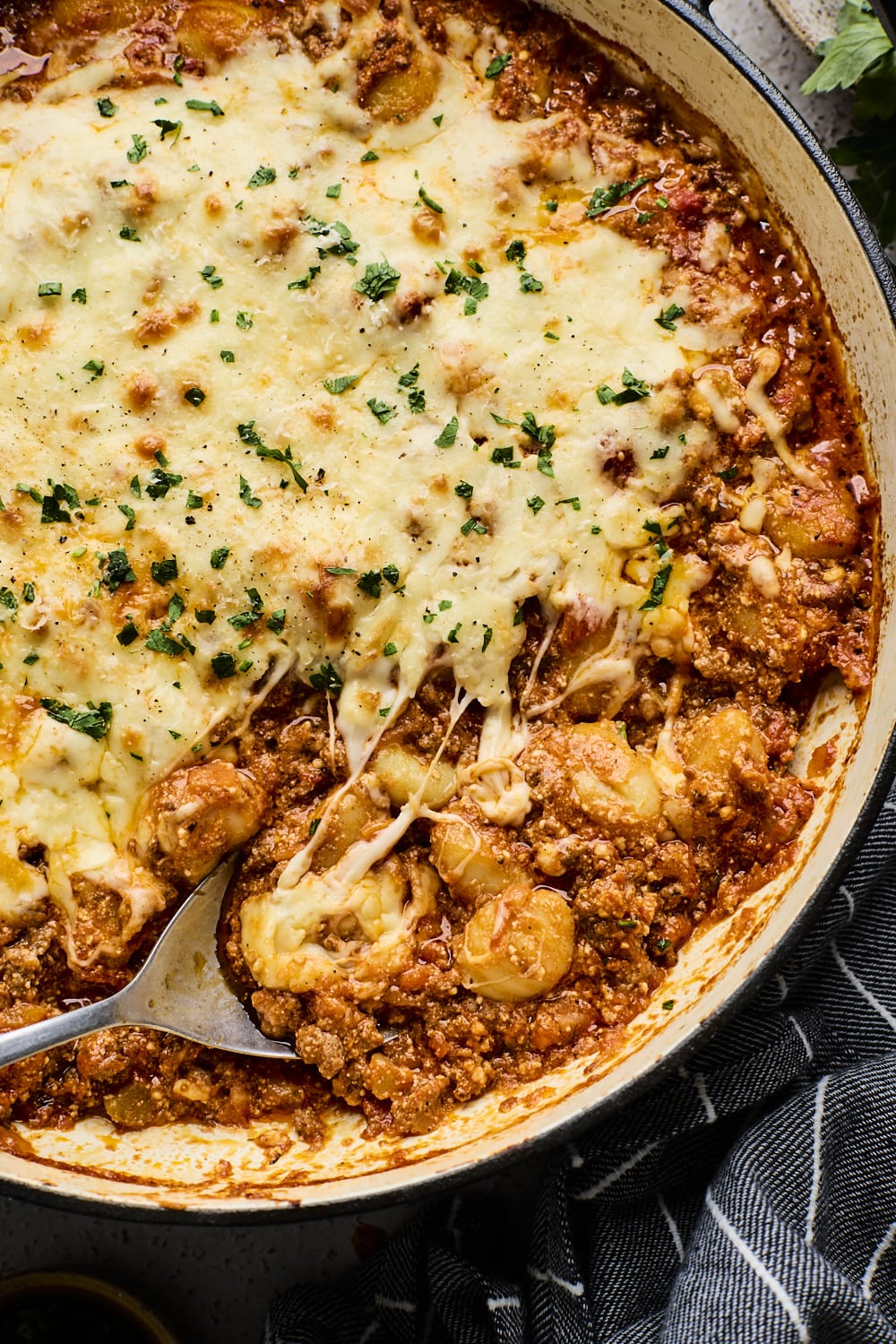 One Pan Baked Gnocchi Bolognese