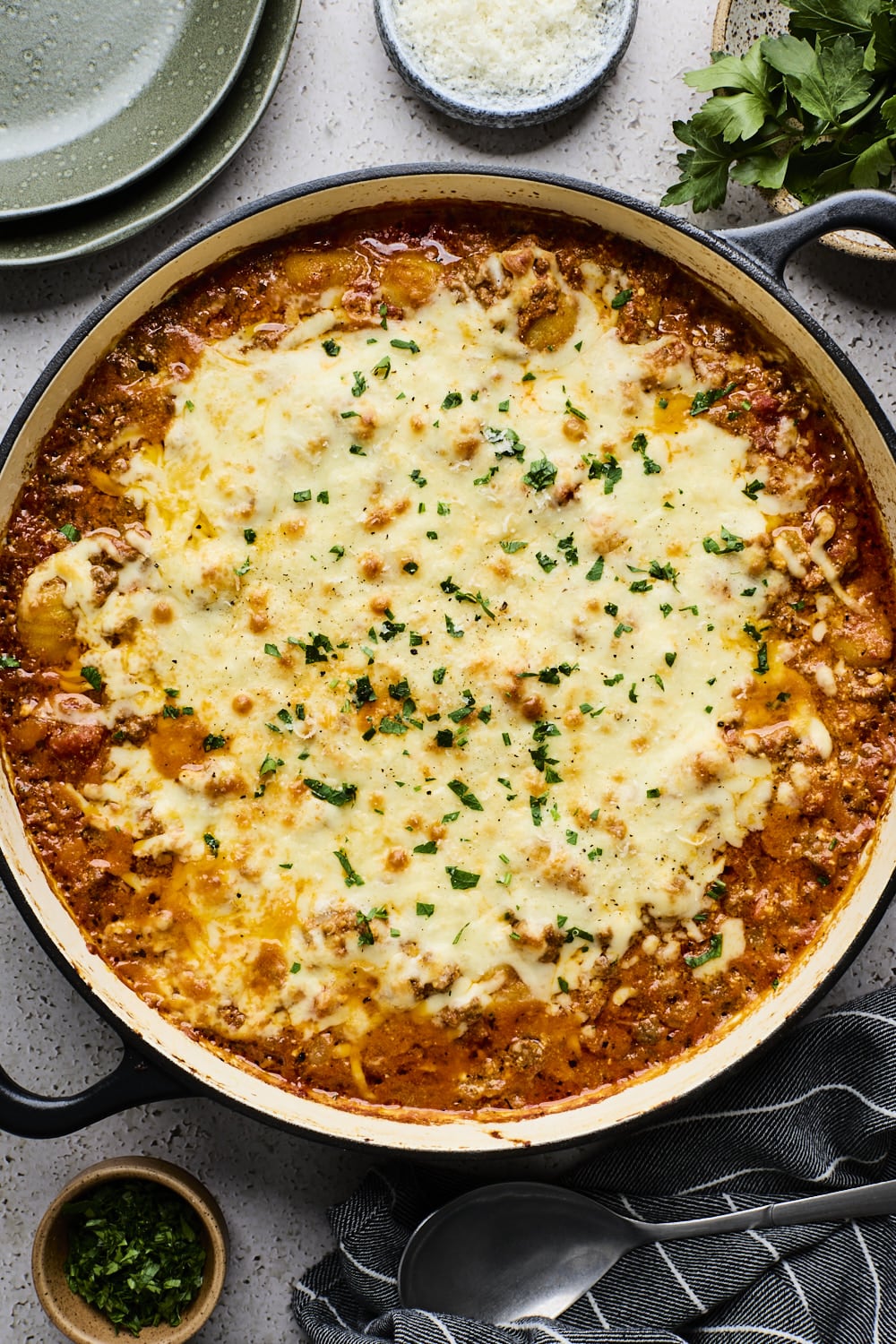 One Pan Baked Gnocchi Bolognese