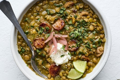 Chicken Sausage Green Chile Lentil Soup