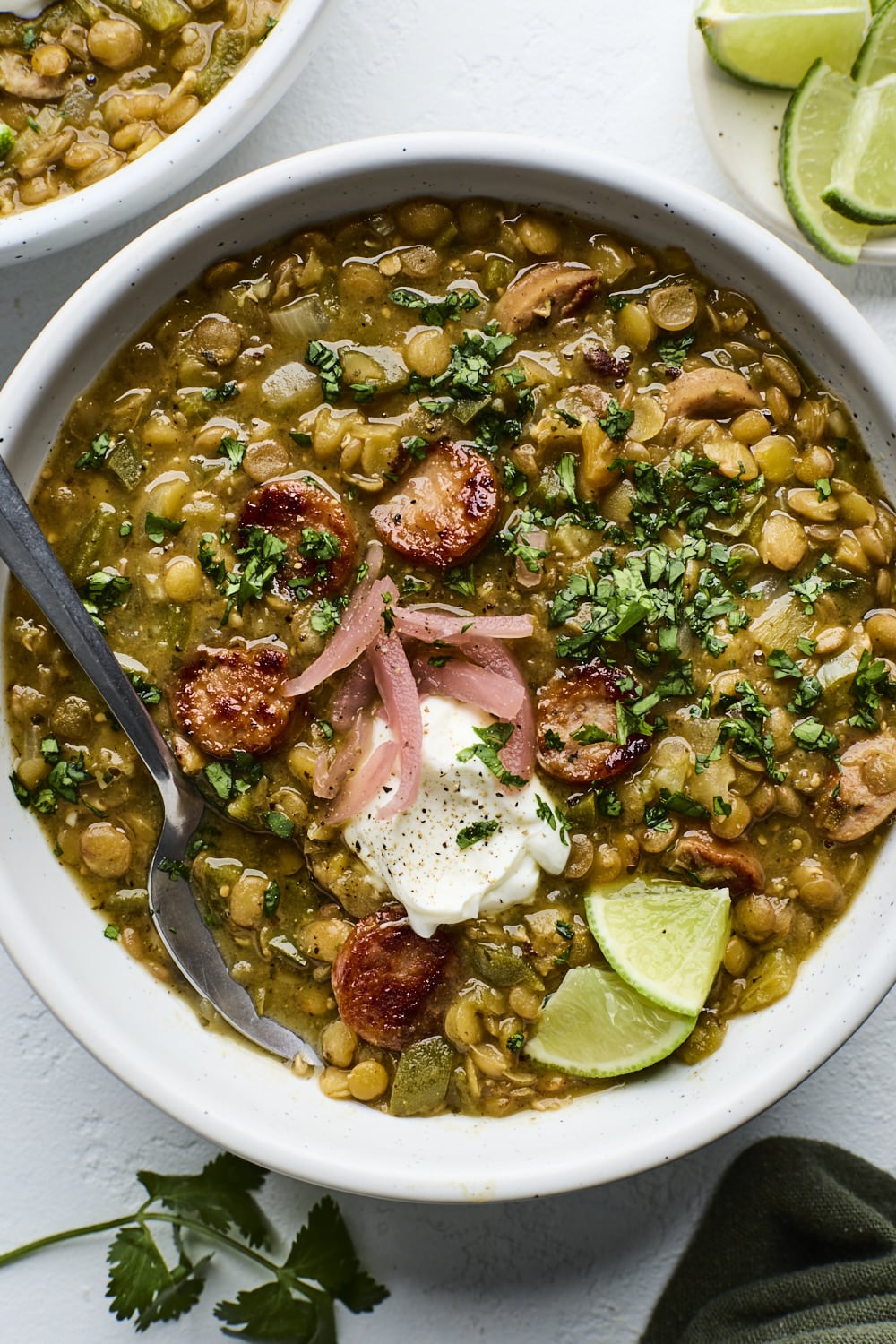 Chicken Sausage Green Chile Lentil Soup