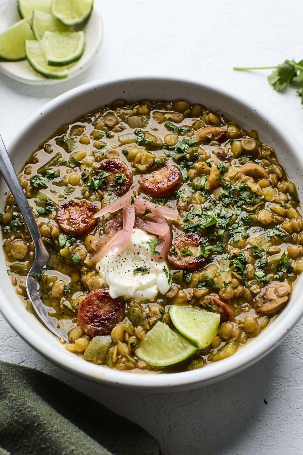 Chicken Sausage Green Chile Lentil Soup