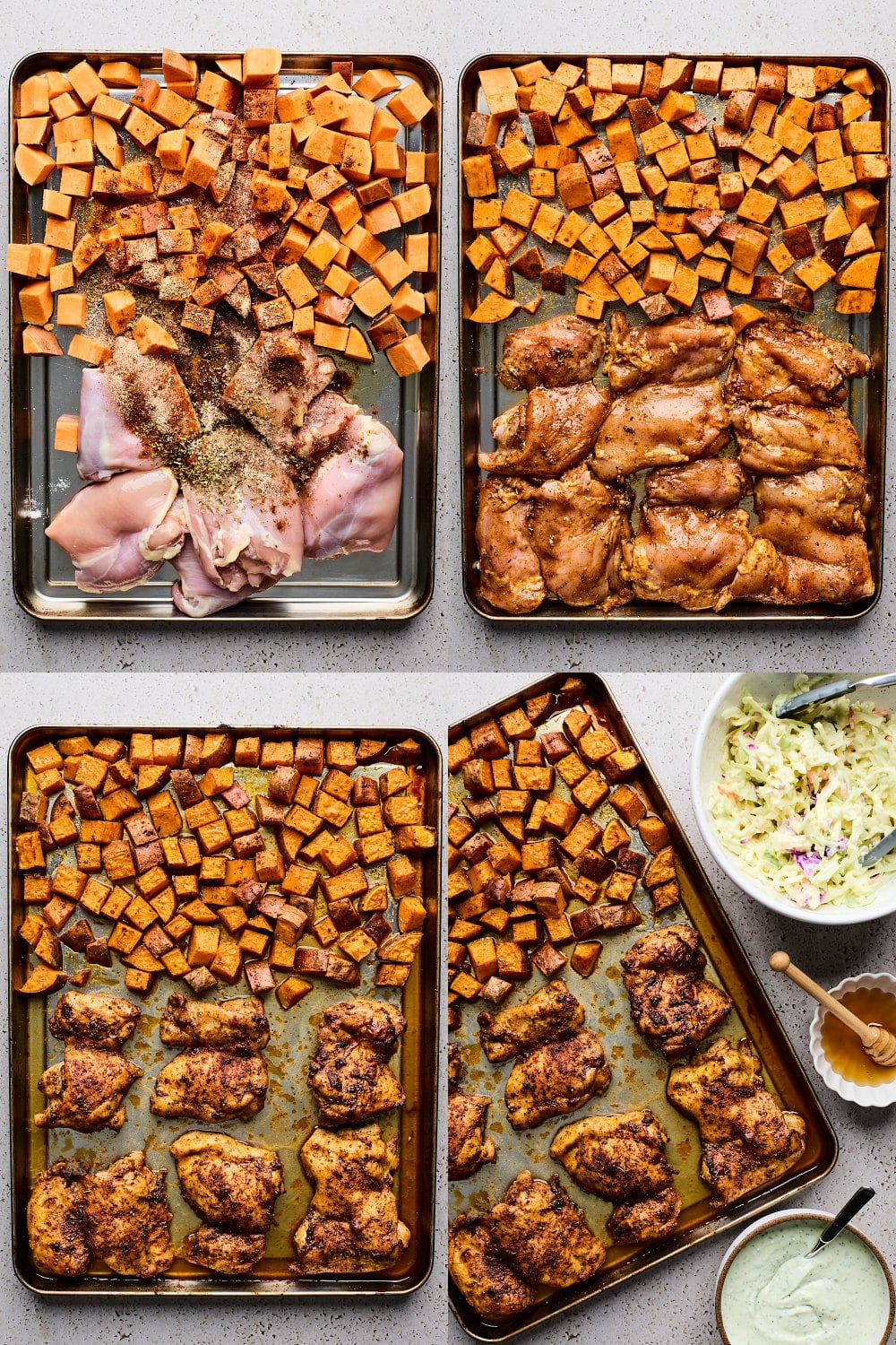 Sheetpan Hot Honey Sweet Potato Bowls