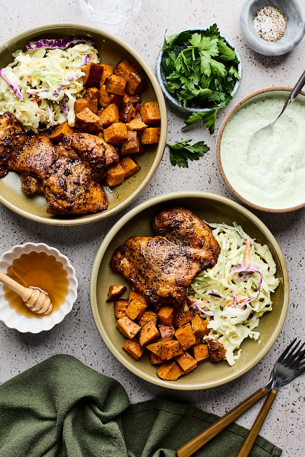 Sheetpan Hot Honey Sweet Potato Bowls