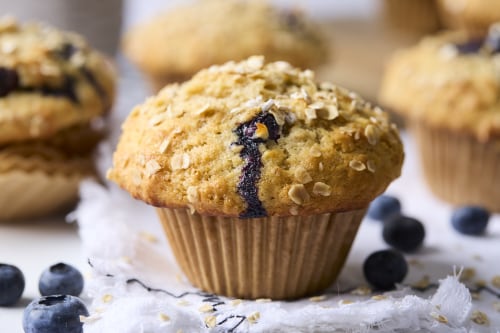 Bakery Style Blueberry Oat Muffins
