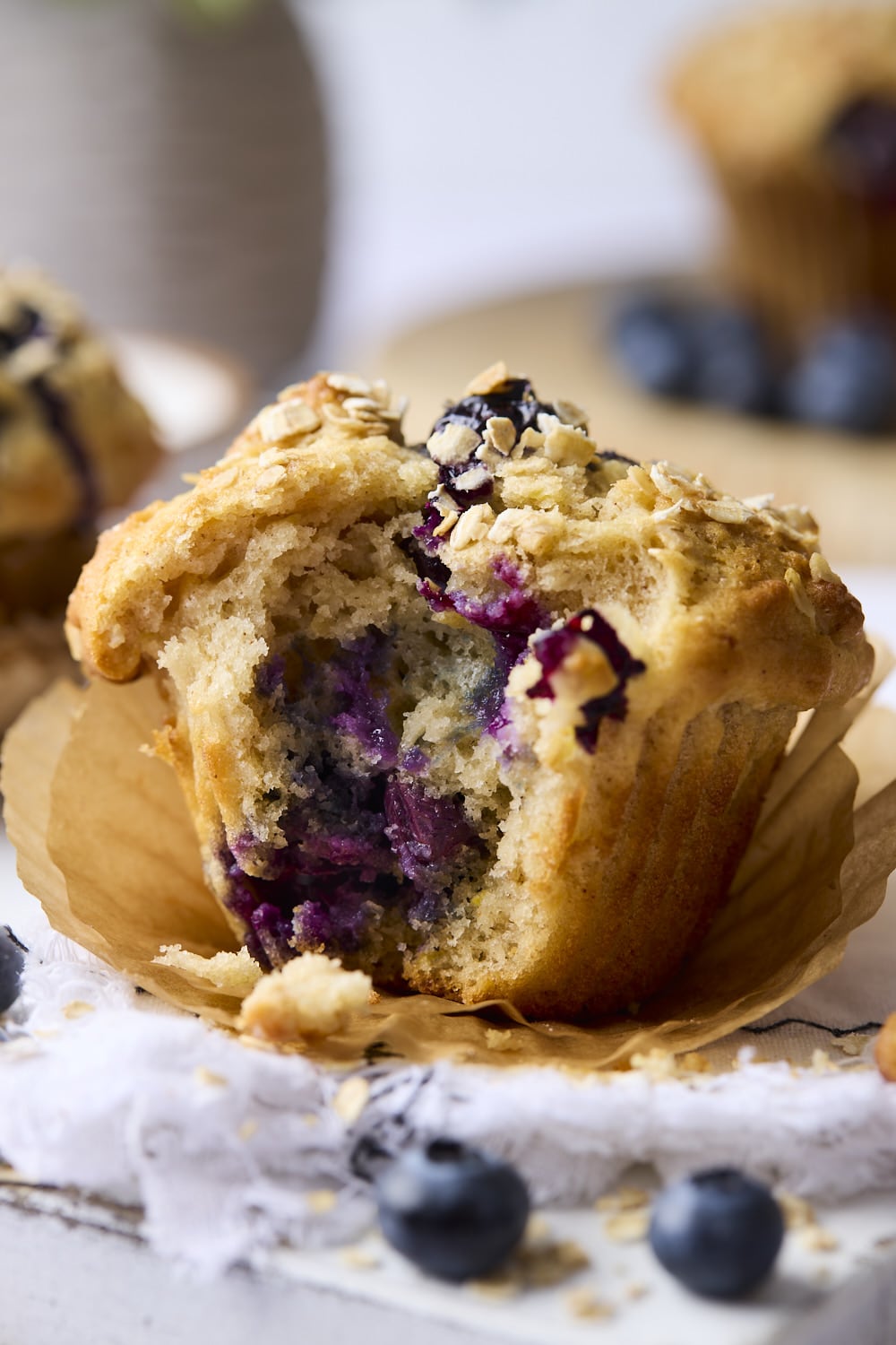 Bakery Style Blueberry Oat Muffins
