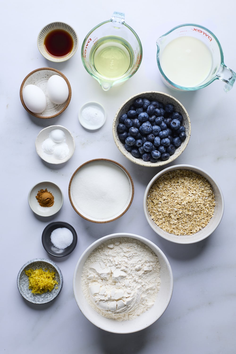 Bakery Style Blueberry Oat Muffins Ingredients