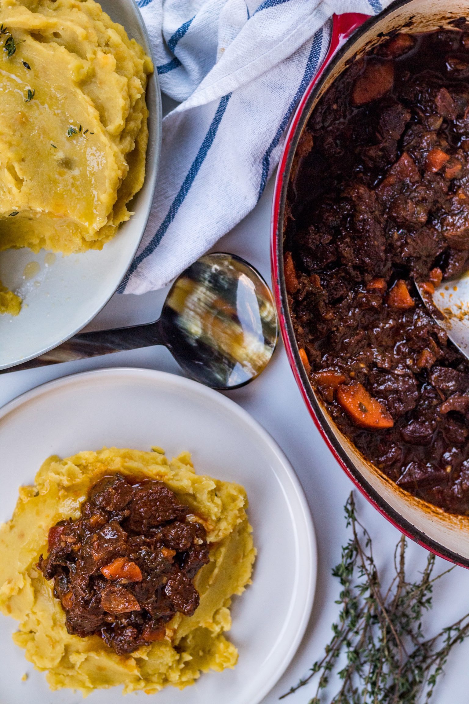 Stewed beef and sweet potato mash