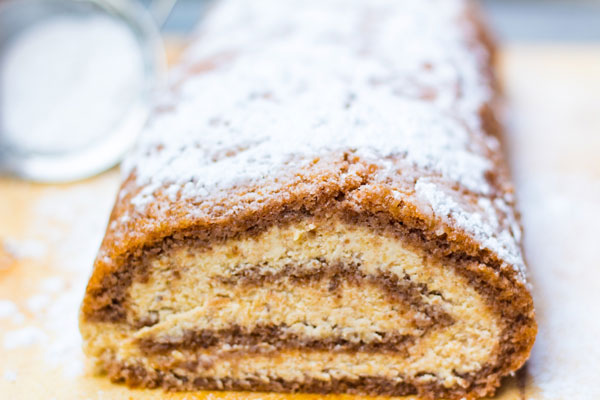 Gluten-free walnut roll cake