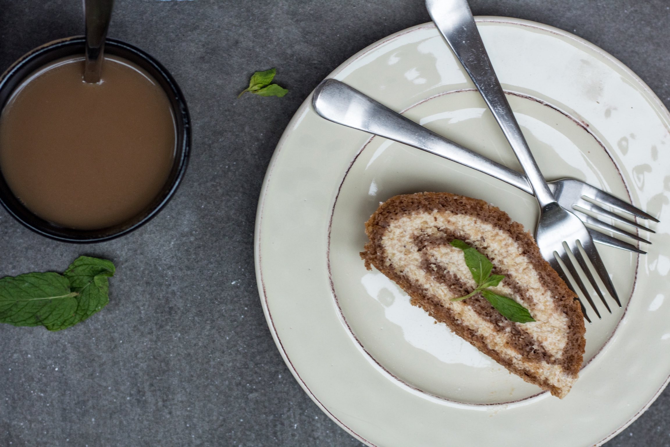 Gluten free walnut roll cake